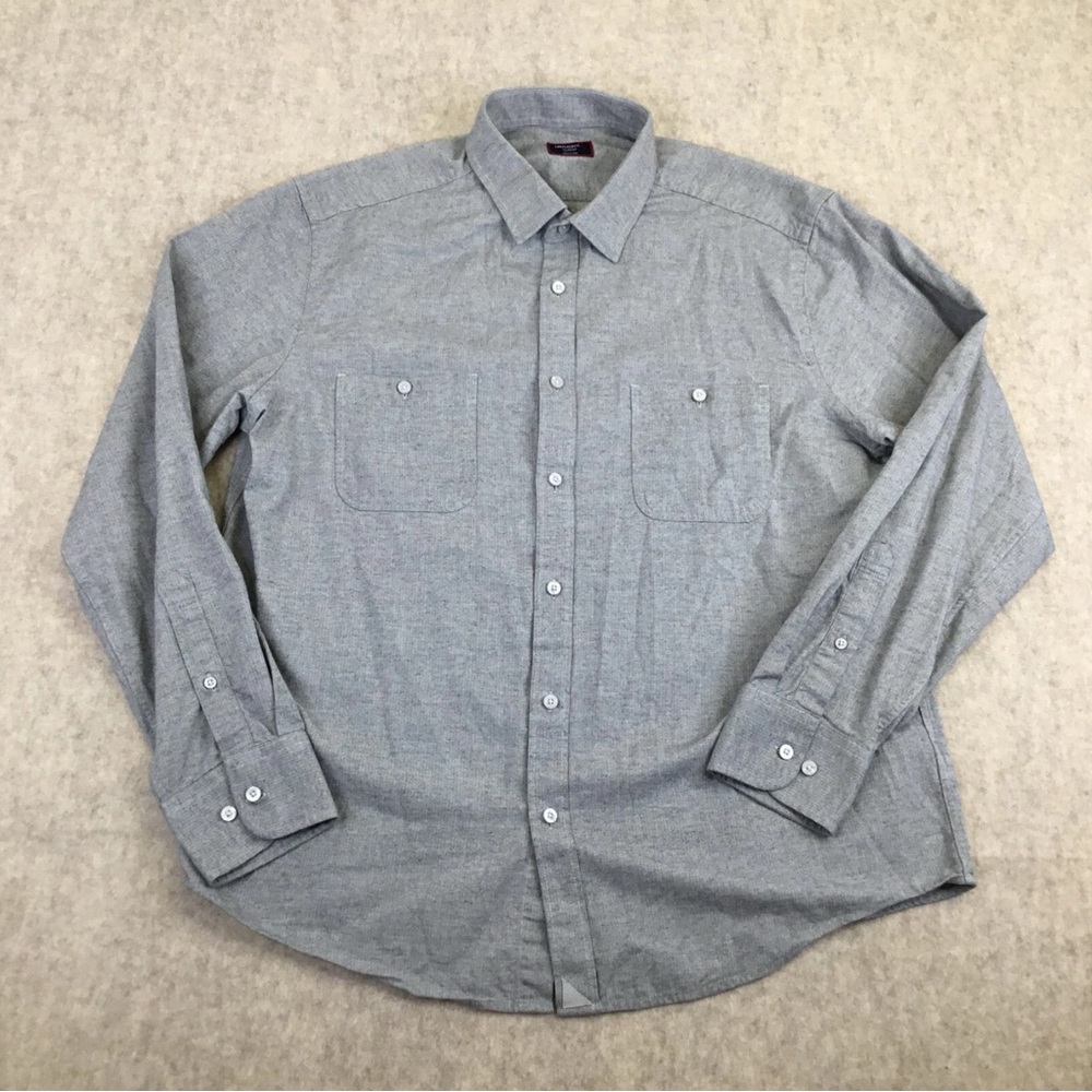 UNTUCKit Shirt Mens Size‎ XXL Heathered Gray Solid Button Front Long Sleeve